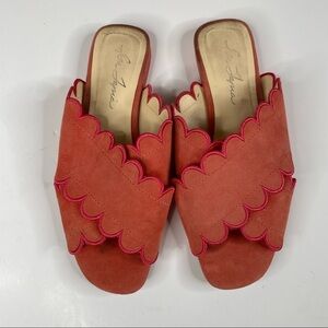 Isa Tapia Ana Maria Suede Scalloped Slide Sandals Size 37